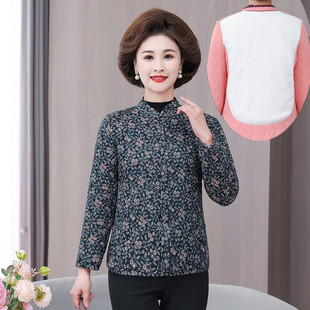 Mother's Thickened Warm Cotton Coat Women's Short Middle-aged and Elderly plus size Women's Fleece-lined Coat Winter Floral Cotton Coat
