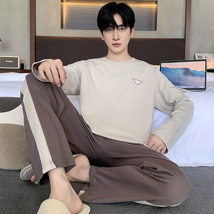 Men's Pajamas Spring & Fall Pure Cotton Long-Sleeved 2025 New Cotton Summer Plus Size Youth Home Wear Set