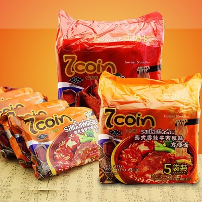 泰国进口7coin七咔呢清真方便面 350g袋装冬阴功网红户外拉面食品