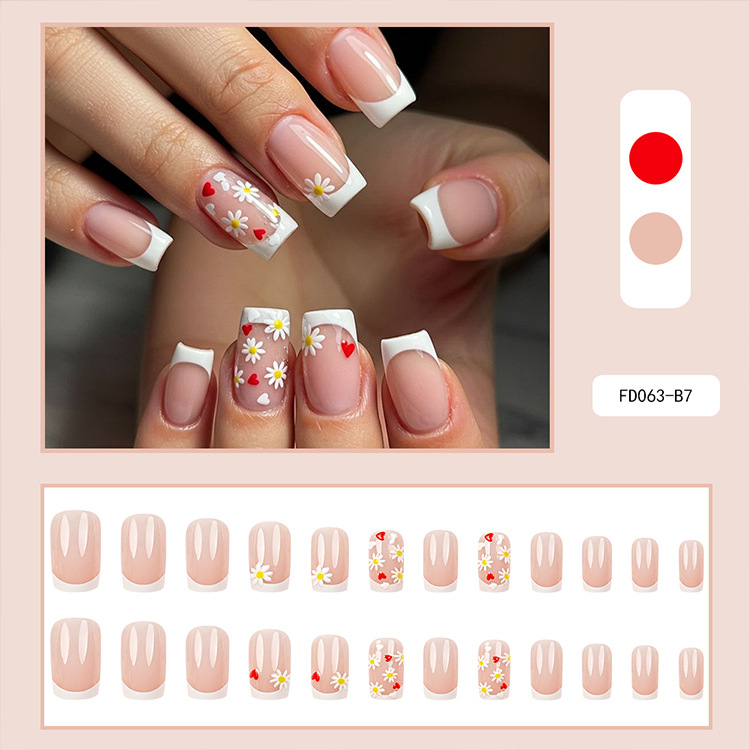 Uñas postizas 3D estéreo blanqueadoras, muy vendidas, piezas de arte de uñas portátiles transfronterizas, pegatinas de uñas sencillas con un toque de alta gama, venta al por mayor