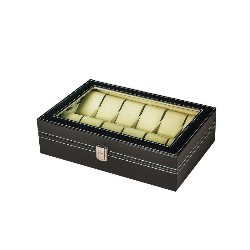Caja de almacenamiento de reloj de cuero texturizado de moda transfronteriza caja de embalaje interior de gamuza caja de cuero caja de reloj caja de presentación