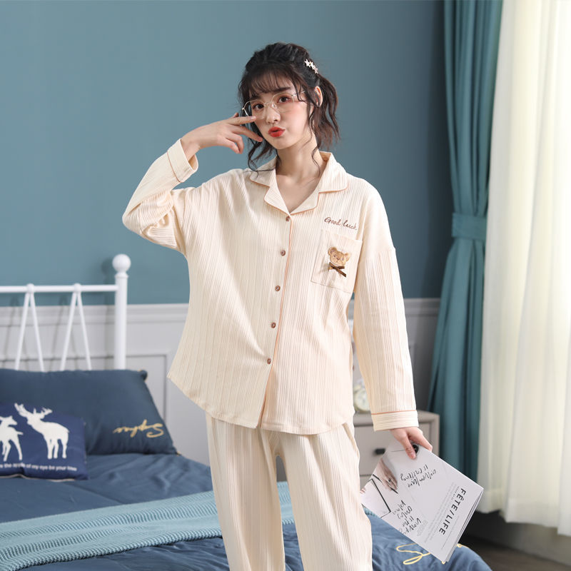 2021 nuevos pijamas de las mujeres Primavera, Otoño e Invierno % puro algodón occidental princesa estilo lindo abrigo homewear traje