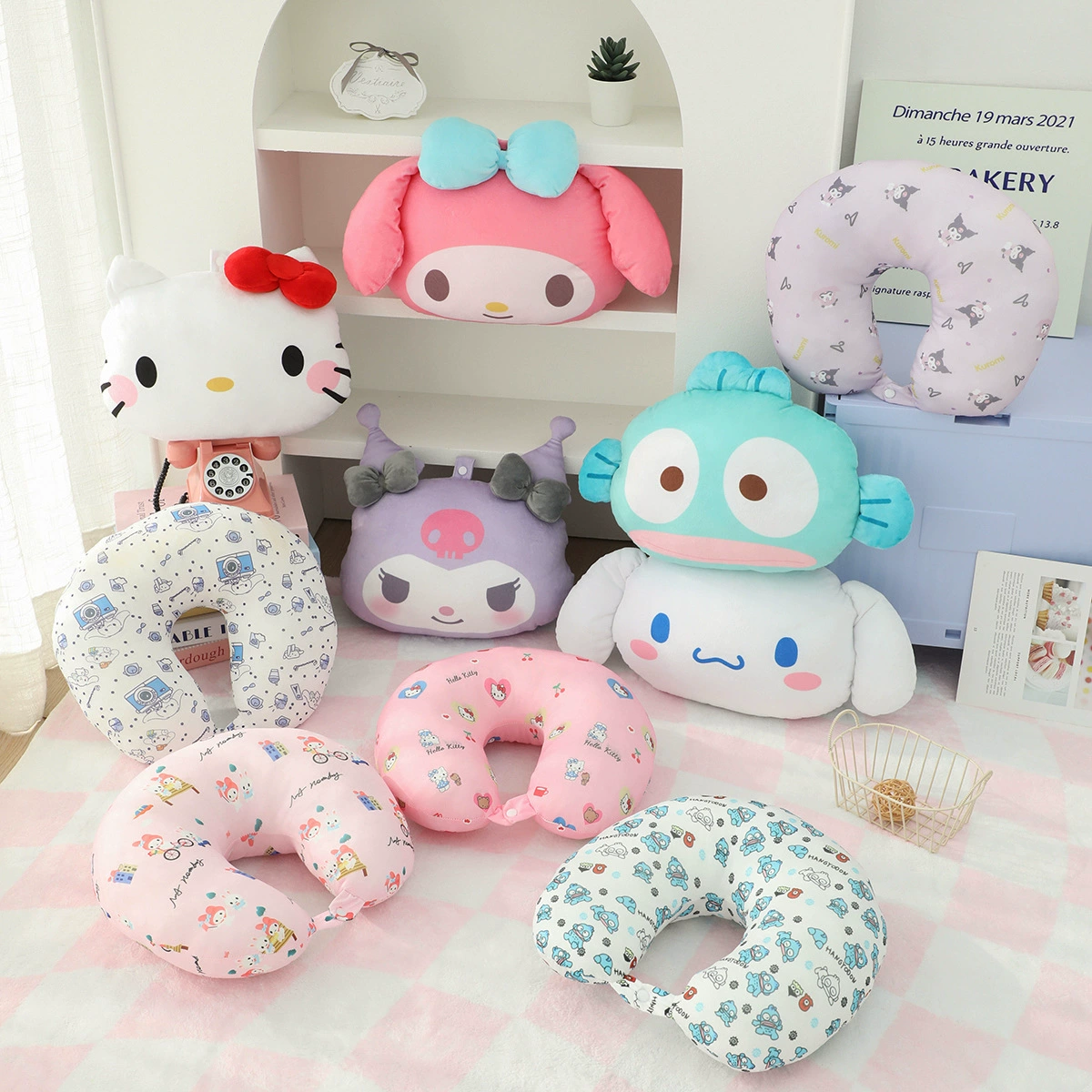 卡通 Coolome Melody foam particle dual-purpose car headrest portable printed U-shaped pillow two-in-one