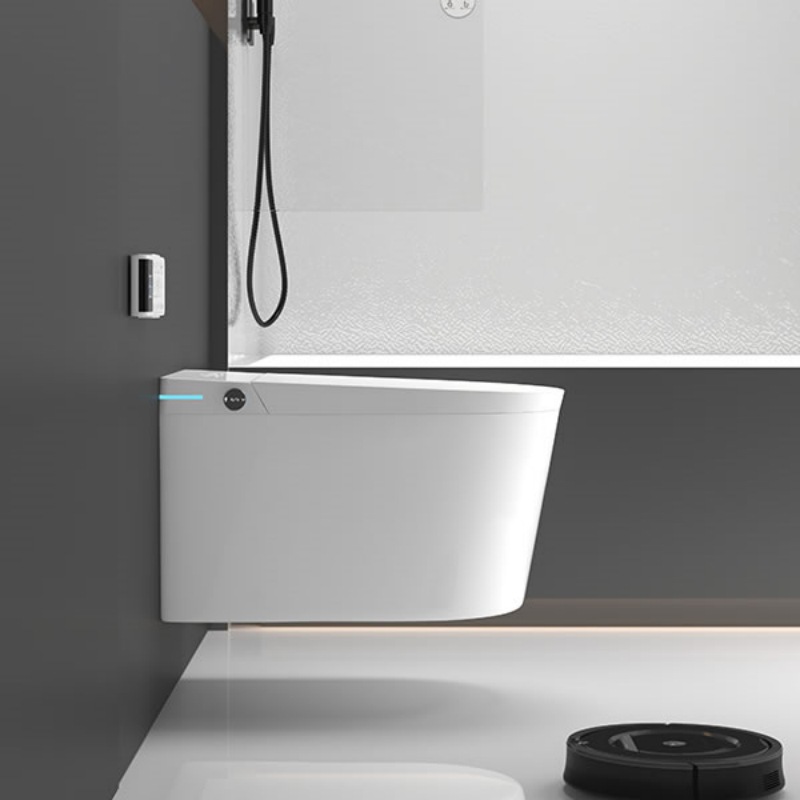 Inodoro montado en la pared inteligente Runsir, calefacción con tapa abatible automática, ahorro de agua, fábrica de origen integrado al por mayor