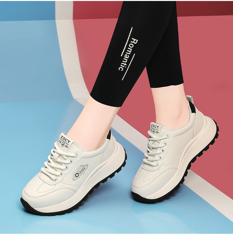Chaussures blanches en cuir véritable, ballerines pour femme printemps-automne, chaussures de plage tendance, semelle souple en mesh, chaussures de sport et de loisirs légères_voghion.com