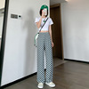 Chiffon lattice printing Wide leg pants 2022 summer new pattern Paige Show thin Easy Straight leisure time trousers