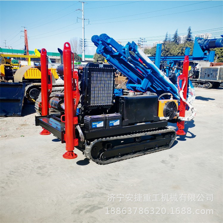 小型履带光伏地钉钻机 高支腿小直径地基打桩机 双马达螺旋钻孔机