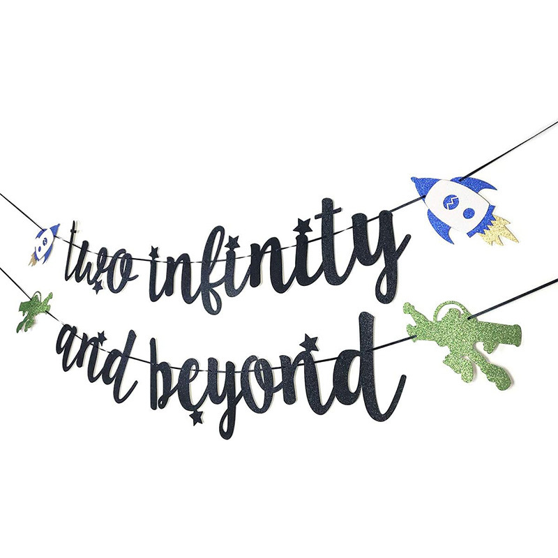 2 cumpleaños decoración de fiesta de cumpleaños para niños bandera tirar de la bandera 2024 nuevo flash patrón de la venta caliente transfronteriza