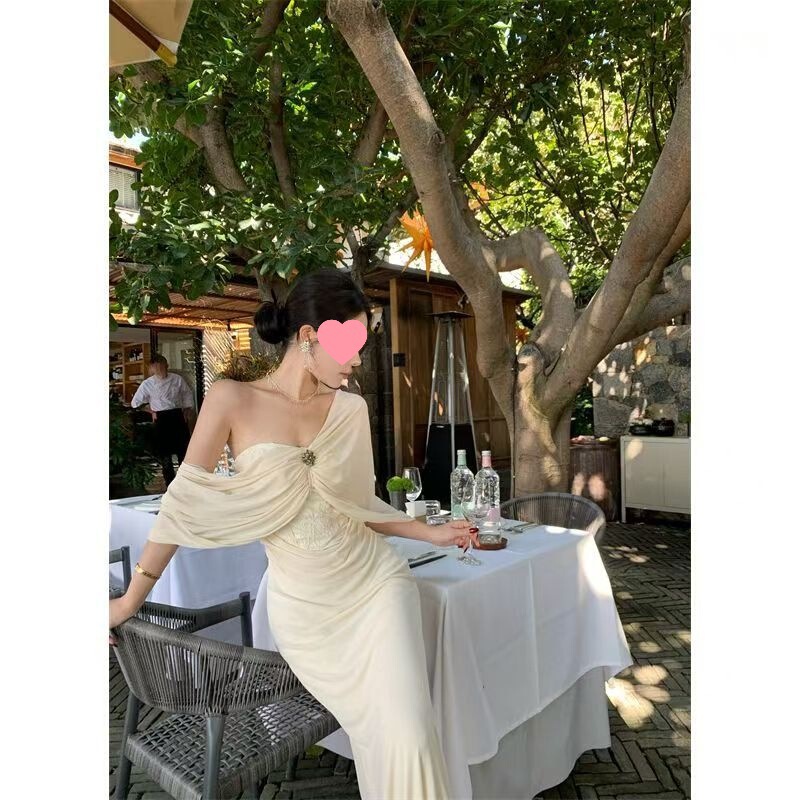 [Original Cloth] French Sexy Pure Desire Sleeveless Tube Top Dress Women's Slim Fishtail Long Skirt Tight Waist Bag