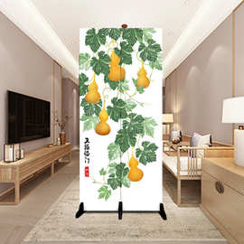进门玄关小户型屏风隔断客厅五福临门实木折叠移动卧室家用折屏