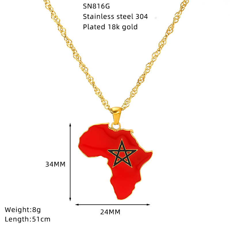 Wholesale Jewelry Hip-Hop Streetwear National Flag Map 304 Stainless Steel Enamel Pendant Necklace Singapore Chain display picture 3
