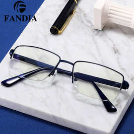 91313 新款时尚轻薄眼镜架金属半框眼镜框防蓝光眼镜配近视眼镜男
