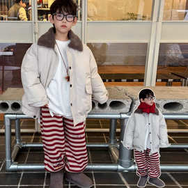 派克服2025棉衣白色男童帅气装加厚棉服棉袄新款冬季外套秋冬儿童