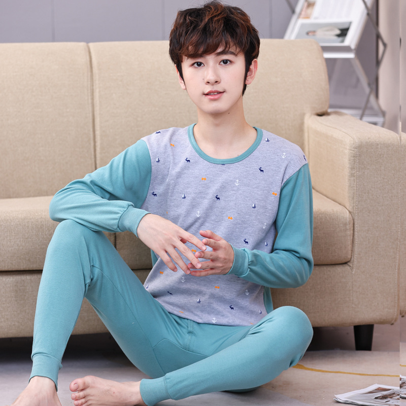 Ropa de otoño para jóvenes pantalones largos traje para niños y niñas niños medianos y grandes suéter de algodón suéter pantalones de algodón traje de ropa interior térmica