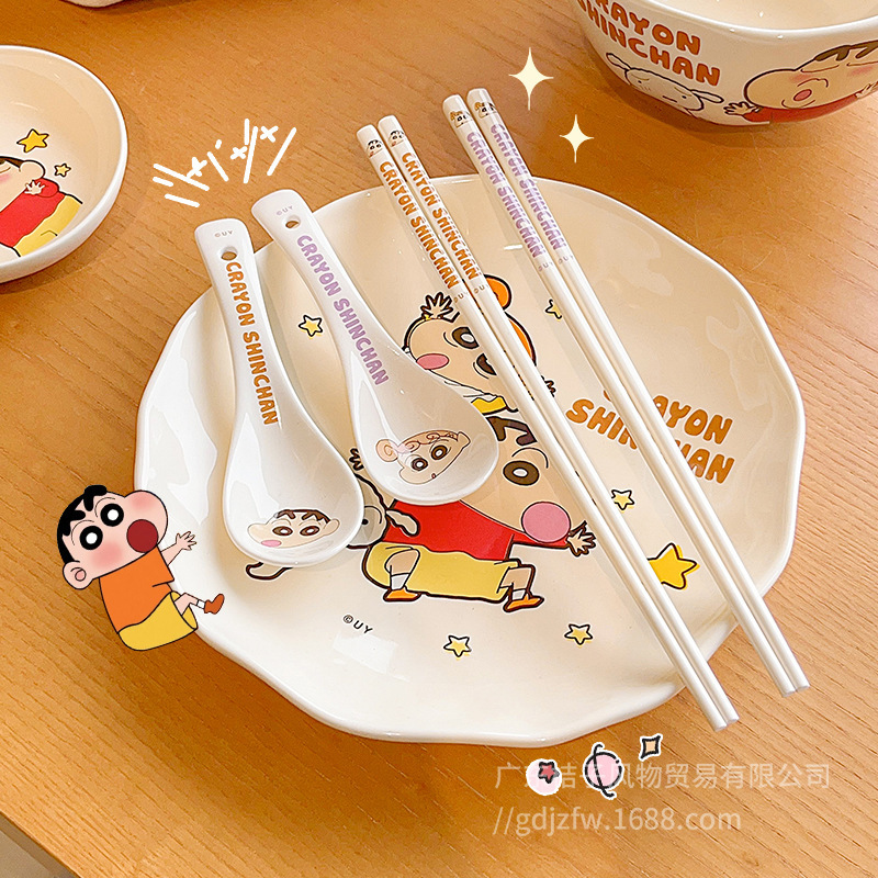 クレヨンしんちゃんセラミック箸家庭用食器高温耐性 2025 新しい漫画かわいい個人用セラミック箸|undefined