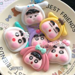 Cute Sanrio Fat Face Totoro Keychain Fun Cartoon Soft and Adorable Japanese Sweet Decorative Pendant Gift for Best Friends and Couples