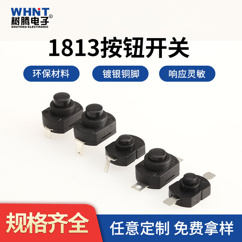长期供应多种规格手电筒按键微动开关1813一开一关大电流按钮开关