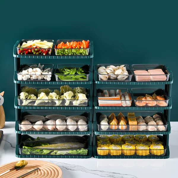 Kitchen Multi-Layer Side Dish Tray Multifunctional Storage Layered Dish Rack for Home Hot Pot Large Capacity Preparation Tray