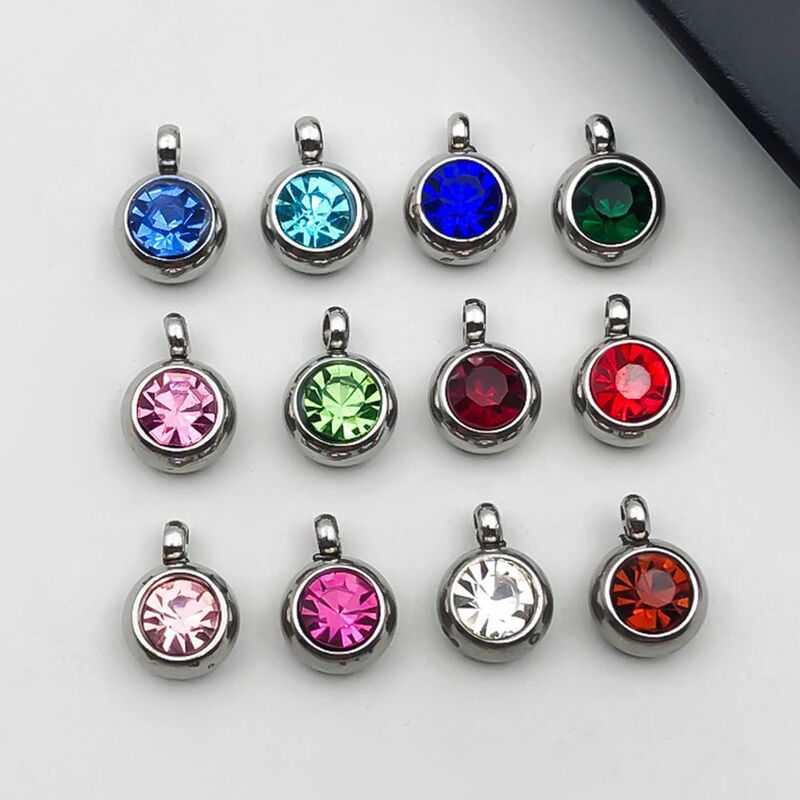 Cross-Border Hot-Selling Steel Color Stainless Steel Vertical Hanging Twelve Star Stone Pendant Pendant DIY Jewelry Accessories