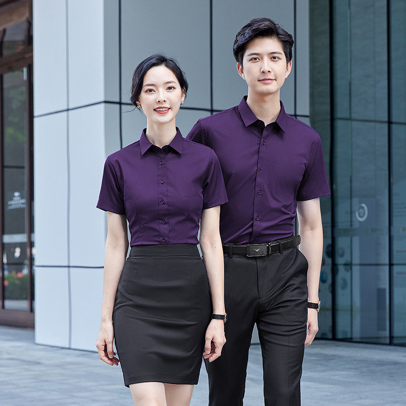 Professional Suit Short-sleeved Shirt Men and Women's Same Style Temperament Slim Fit Suit Sales Hotel Manager Work Clothes Professional Suit Short-sleeved Shirt Men and Women's Same Style Temperament Slim Fit Suit Sales Hotel Manager Work Clothes