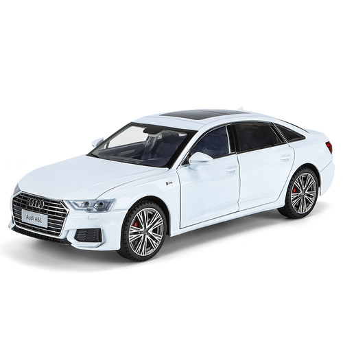 Zhiguan genuine authorized alloy car model Audi A6L sound pull back 6 door toy car music model ornaments