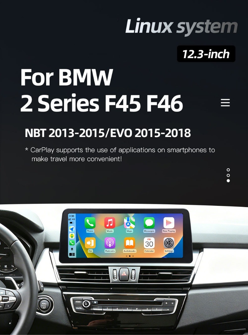 12.3inch Is Suitable for Bmw 2 Series F45 F46 Car Central Control Large Screen Navigation Carplay Player