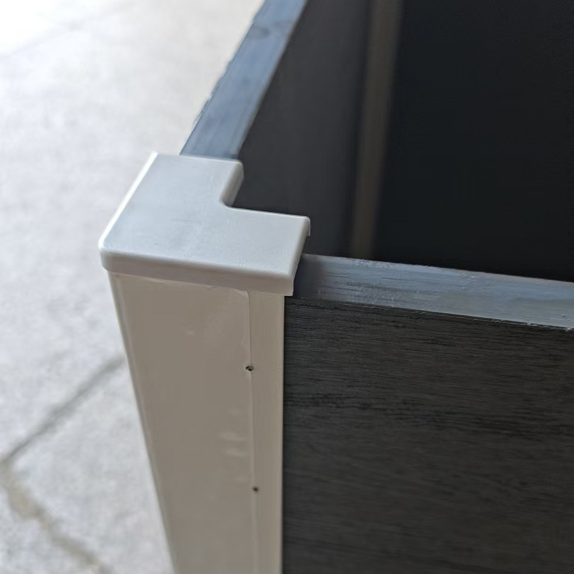 Caja de flores de madera de plástico wpc al aire libre 3D estampado placa de madera de plástico de aluminio esqueleto móvil caja de plantación de madera de plástico anticorrosivo