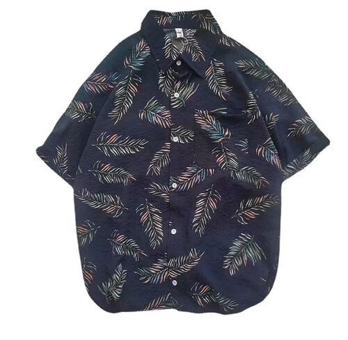 Summer couple wear thin breathable short-sleeved floral shirts for men and women Hong Kong style retro Hawaiian resort style shirts