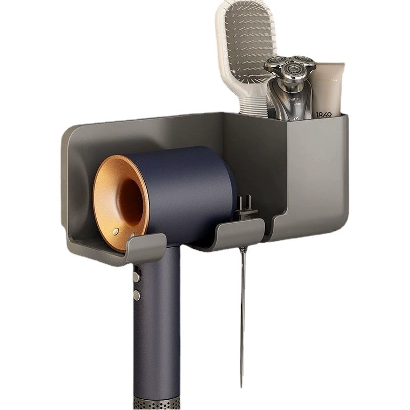 Вешалка для фена для унитаза, ванной комнаты, кронштейн для фена без отверстий, многофункциональная настенная полка для фена