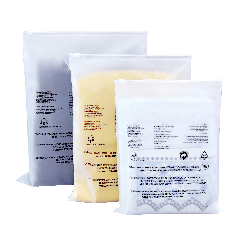 Bolsa de cremallera de ropa esmerilado bolsa de embalaje de advertencia ropa bolsa ziplock bolsa de plástico transparente universal embalaje transfronterizo