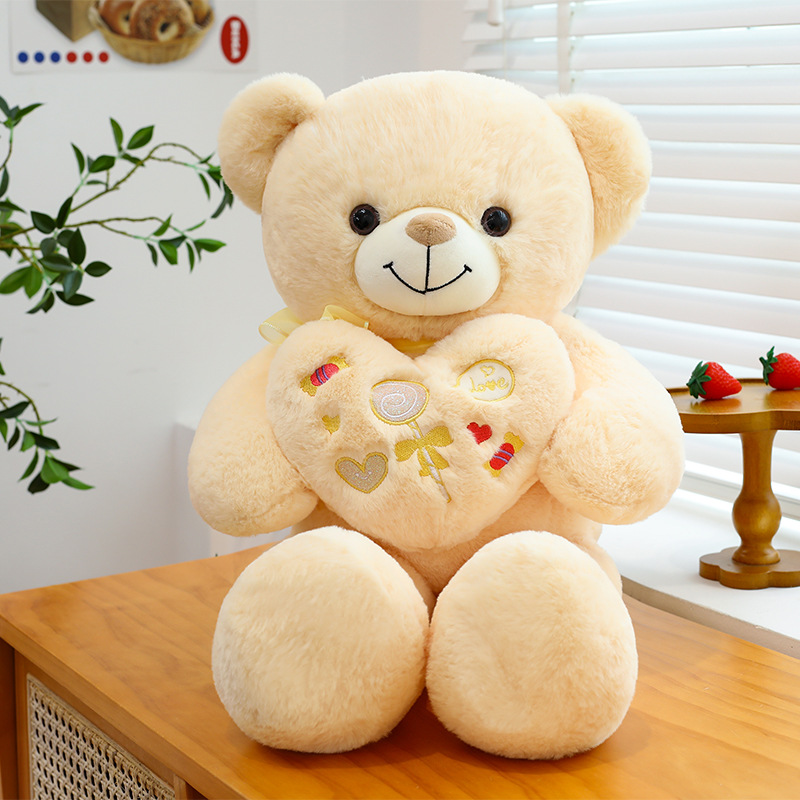 Linda muñeca de oso de peluche de peluche nueva muñeca de oso de peluche con flores al por mayor muñeca de oso de peluche grande