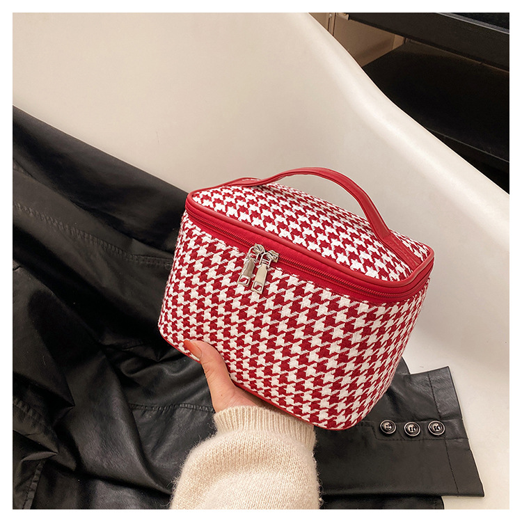 2024 neue Große Kapazität Qianniao Grid Business Reise Make-Up Lagerung Tragbare Hand gehalten Toiletten Tasche_voghion.com