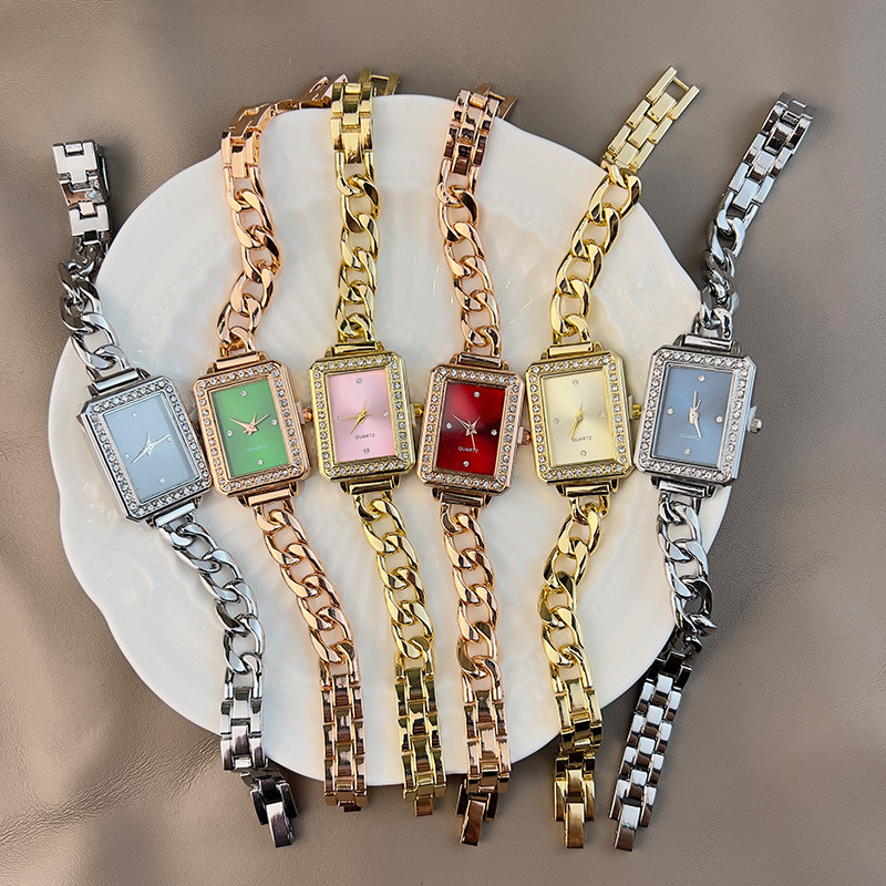 50g Weight Ordinary Glass Mirror Material Alloy Strap Material Watch Classification Pointer Display Type Single Folding Buckle Buckle Style Rectangle Dial Shape Daily Occasion Quartz Movement Geometric Pattern Women's Gender Simple Style Style Simple Style Geometric Single Folding Buckle Quartz Women's Watches 无
