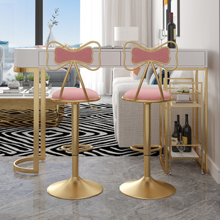Bar Stool with Adjustable Height, Swivel Backrest, Creative Nordic High Stool, Light Luxury Bar Chair, Trendy Simple Front Desk High Stool