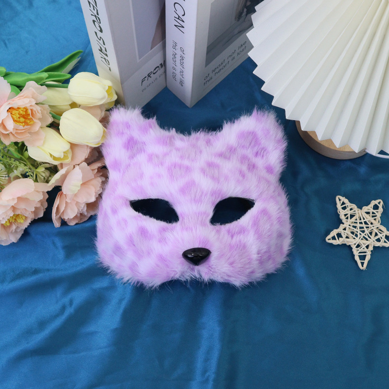 Máscaras transfronterizas de leopardo de peluche máscaras de gato animales semi-cara completa DIY pequeño zorro charlar Halloween al por mayor