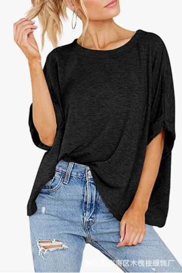 2023 Amazon European and American Cross-Border Women's Clothing Summer New Pullover Loose and Comfortable Casual Short-Sleeved T-Shirt Lazy