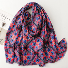 波西米亚异域民族风棉麻手感围巾人字纹彩色几何丝巾旅游披肩配饰