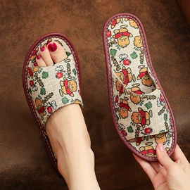 皮质拖鞋;布艺拖鞋;亚麻拖鞋