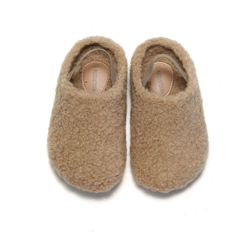 Ruizu Nieuwe Kinderschoenen van Harige Zachte Kurk, Warme Sandalen voor Jongens, Katoenen Pantoffels voor Meisjes, Polar Fleece_voghion.com