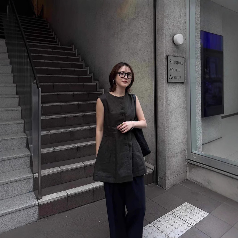 Dry Crane Style Spring and Summer French Casual Elegant Fashionable Retro Old Money Style Vest Dress Lightweight and Comfortable Stacked Shirt