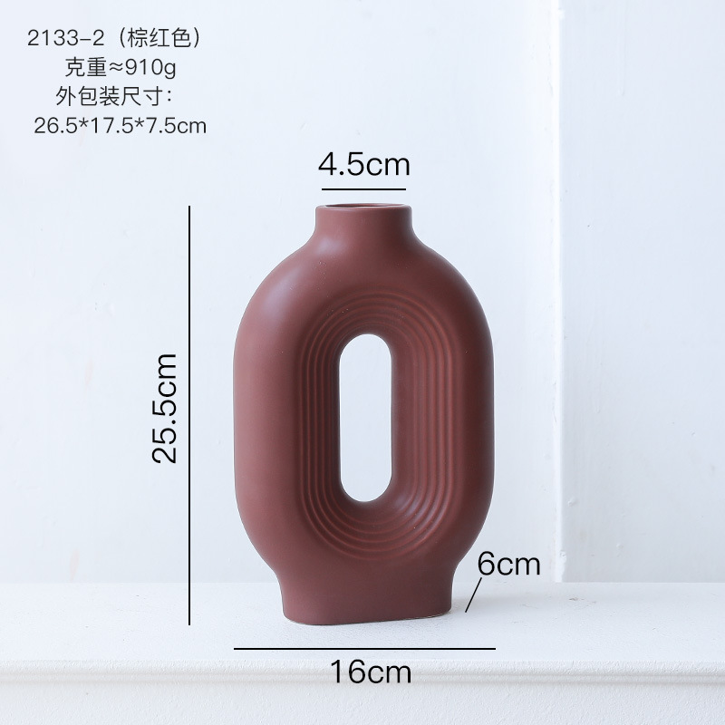 Morandi moderno vasos de cerámica estriados decoración de estudio sala de estar flor geométrica decoración de sala de alojamiento modelo