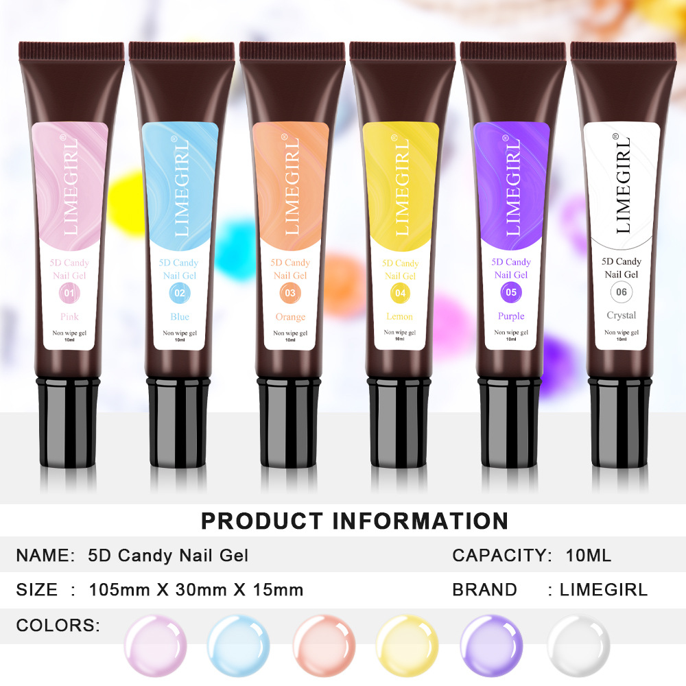Manguera 5D coreana para celebridades de Internet, pegamento para esmalte de uñas estéreo, gelatina de macarrón caramelo, gel sin lavado para salón de uñas