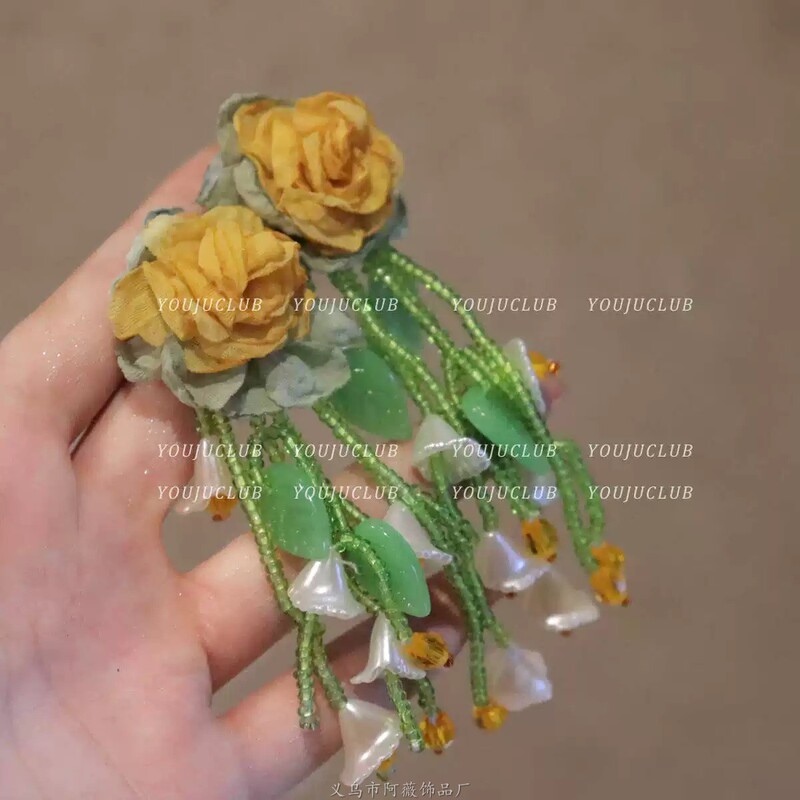 度假风圆形流苏吊坠耳环时尚多巴胺小众耳钉百搭高级感个性耳饰女|undefined