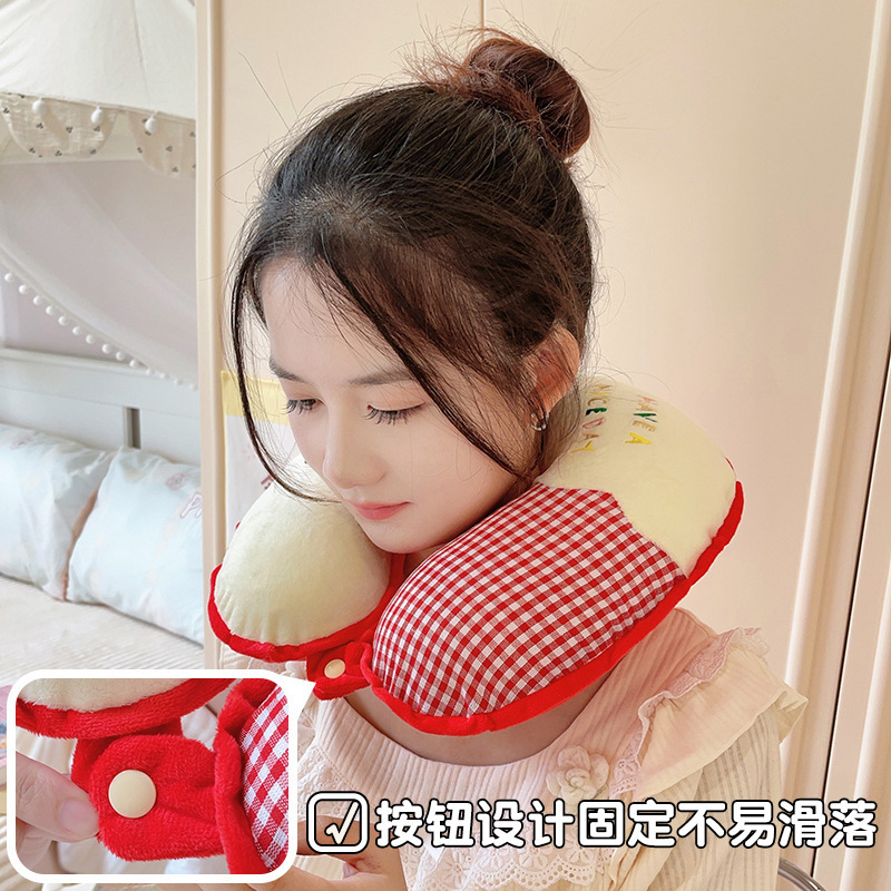 可爱苹果U型枕学生颈椎枕头靠枕办公室午睡飞机高铁便携护颈脖枕|undefined