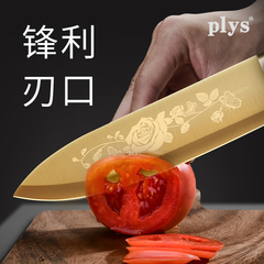 Wholesale New Product Super Sharp Kitchen Rose Gold Titanium Knife Set for Home Use, Including Slicing and Bone Cutting Knives