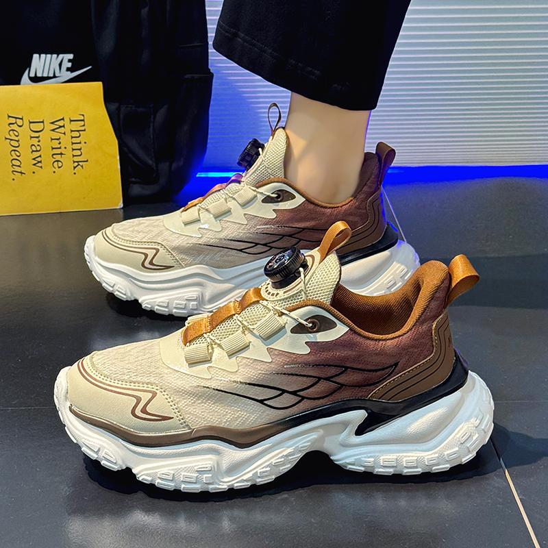 Zapatos de hombre con botones giratorios 2025 primavera para jóvenes deportes y ocio zapatos de papá zapatos deportivos casuales con absorción de impactos para hombres
