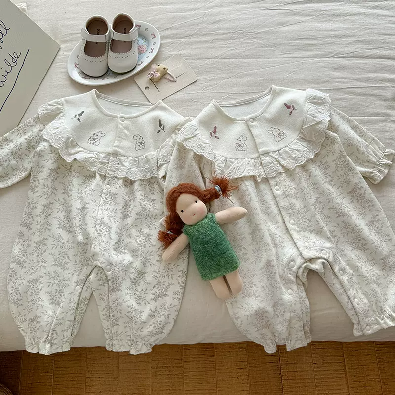 婴儿衣服秋装2025新款女宝宝连体衣秋季婴小童洋气哈衣外出服 a类
