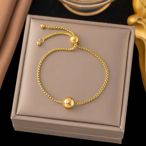 【SLE43】 Ball Pearl Chain Bracelet Gold