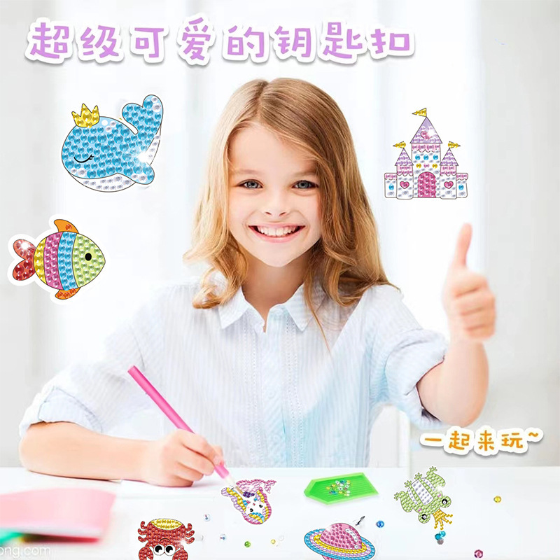 24 Piezas de Llaveros de Pintura de Diamantes, Manualidades para Niños, Acrílico, Caja Sorpresa, Pegatinas de Diamantes para Pintar, Disponibles