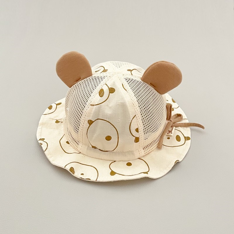 Sombrero de bebé sombrero de verano transpirable sombrero de pescador de niño lindo panda sombrero de bebé sombrero de sol delgado sombrero de sol de niña